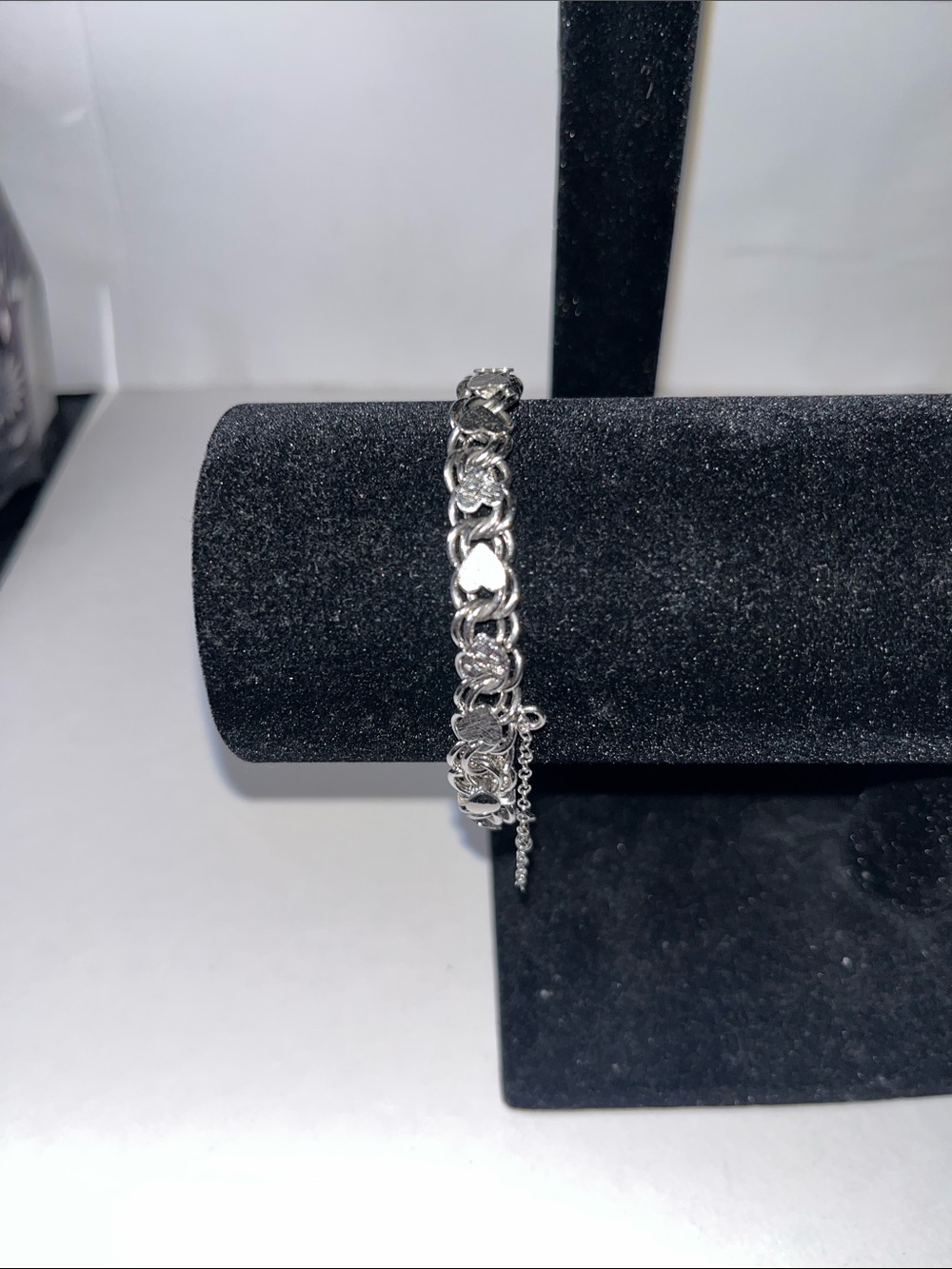 Sterling Silver Heart Link Bracelet in Silver